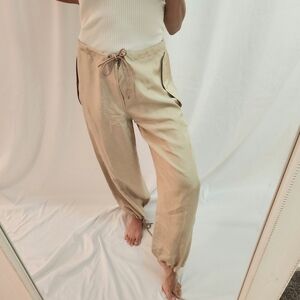 Ralph Lauren Cream Wide Leg Pants Beige tan polo equestrian lounge